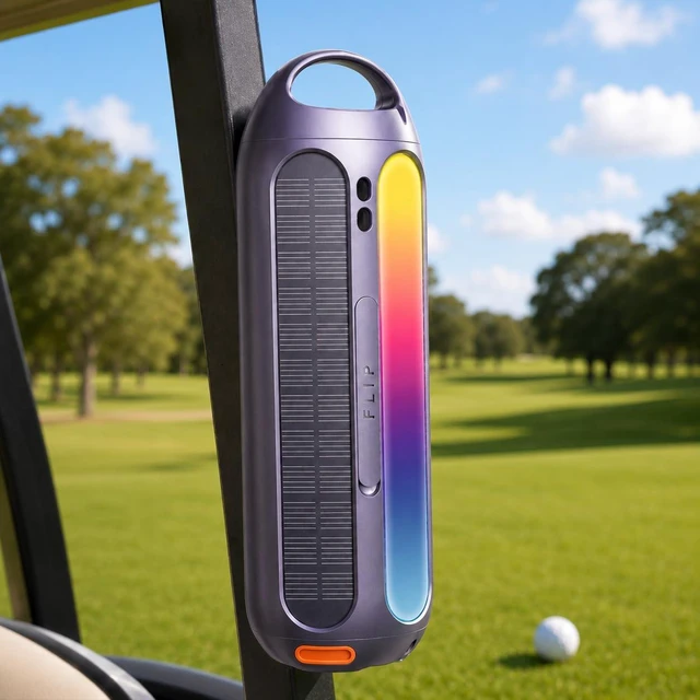 Main image of CYBORIS Solar Power Magnetic Golf Bluetooth Speaker, 30W Golf Speaker Outdoor Portable Wireless Speakers IPX6 Waterproof with LED RGB Lights 30H Playtime Deep Bass for Golf Cart Gifts, Beach, Hiking