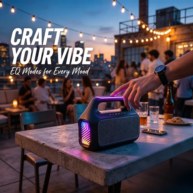 Alt view image 5 of 7 - T&G Portable Bluetooth Speaker with Handle, IPX5 Waterproof | IPX5 Waterproof, 4500mAh Long Battery Life, RGB LED Lights, Loud Stereo Sound for Outdoor, Party, Camping & Home , BLACK