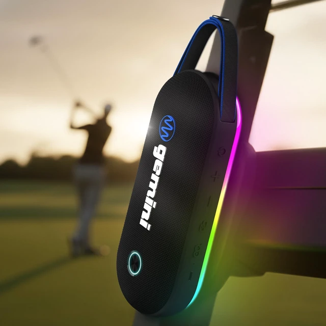 Main image of Gemini Magnetic Bluetooth Golf Cart Speaker, Waterproof (BeatGrip Pro) | Magnetic golf cart speaker, waterproof - 8 hr battery, USB-C - 8 LED modes, mic - multi-link to 50