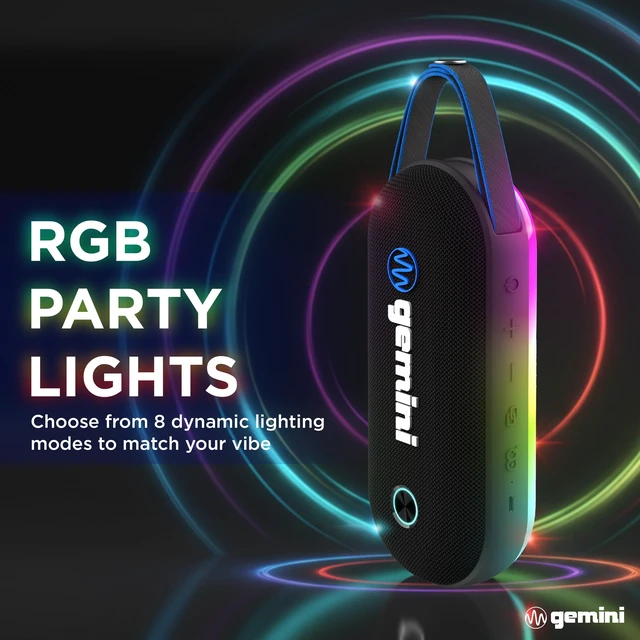 Alt view image 6 of 7 - Gemini Magnetic Bluetooth Golf Cart Speaker, Waterproof (BeatGrip Pro) | Magnetic golf cart speaker, waterproof - 8 hr battery, USB-C - 8 LED modes, mic - multi-link to 50