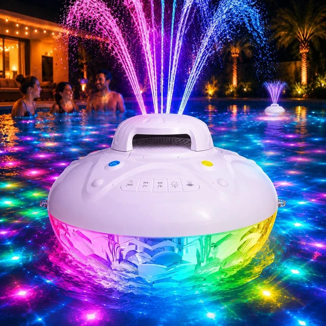 Main image of Skywin Floating Pool Speaker with Fountain & RGB Lights, 24H Playtime | 3 in 1 Bluetooth 5.4 Waterproof Speaker, 10000mAh BatteryIP68 Shower Speaker,Inflatable Hot Tub Accessories