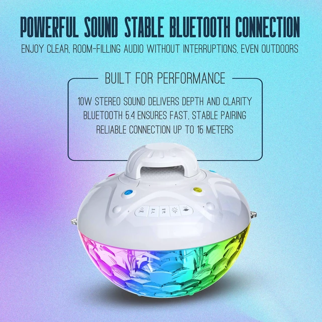 Alt view image 4 of 7 - Skywin Floating Pool Speaker with Fountain & RGB Lights, 24H Playtime | 3 in 1 Bluetooth 5.4 Waterproof Speaker, 10000mAh BatteryIP68 Shower Speaker,Inflatable Hot Tub Accessories