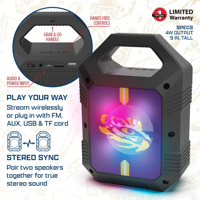 Alt view image 5 of 7 - SOAR NCAA ShockBox XL LED Wireless Bluetooth Speaker, Colorado Buffaloes