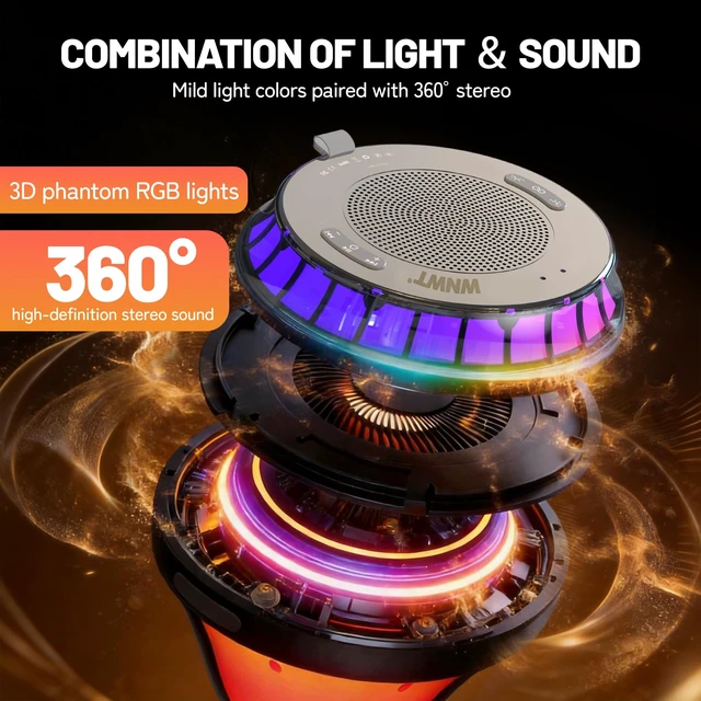 Alt view image 2 of 7 - WNWT Floating Speaker for Pool, IPX7 Waterproof Floating Hot Tub Speaker with Colorful Lights, 15W Stereo Loud Sound, TWS, Portable, Wireless Must Have Gifts for Shower, Spa, Beach