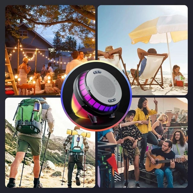 Alt view image 7 of 7 - WNWT Floating Speaker for Pool, IPX7 Waterproof Floating Hot Tub Speaker with Colorful Lights, 15W Stereo Loud Sound, TWS, Portable, Wireless Must Have Gifts for Shower, Spa, Beach