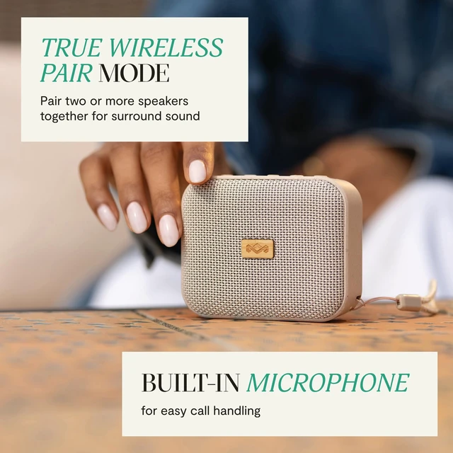 Alt view image 4 of 7 - House of Marley Jammin' Portable Bluetooth Speaker, IPX5 Splashproof, 6-Hour Playtime, TWS Pair Mode, Eco-Friendly Design with Recycled Materials, Includes Lanyard, Compact Size (Cream)