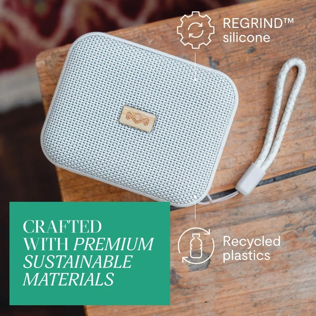 Alt view image 5 of 7 - House of Marley Jammin' Portable Bluetooth Speaker, IPX5 Splashproof, 6-Hour Playtime, TWS Pair Mode, Eco-Friendly Design with Recycled Materials, Includes Lanyard, Compact Size (Cream)