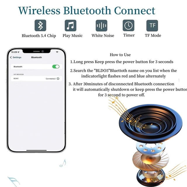 Alt view image 6 of 7 - Under Pillow Speaker for Sleeping, Sleepbar Speakerr Under Pillow, White Noise Machine Audio Pillow Sleep Earphone, Mini Portable Sleep Speaker for Travel (Blue)
