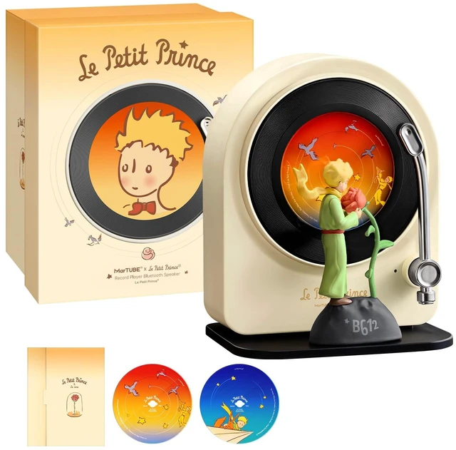 Main image of MARTUBE The Little Prince Retro Record Player Bluetooth Speaker | Officially Licensed Design| Retro Record Player| 2 Interchangeable Discs| Breathing Light| Toggle Switch| BT 5.4| Gift Box