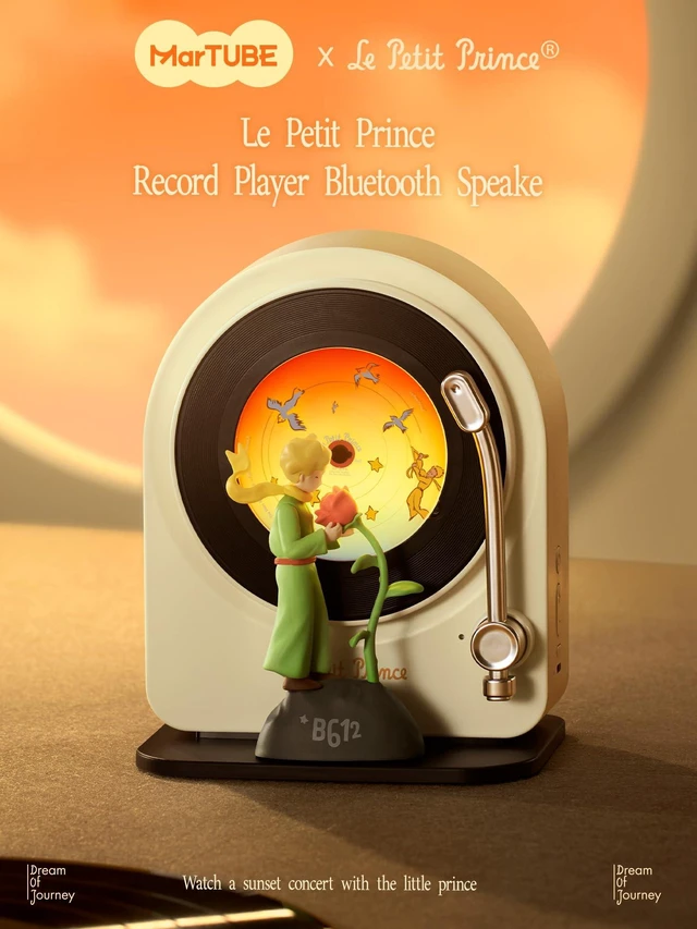 Alt view image 3 of 7 - MARTUBE The Little Prince Retro Record Player Bluetooth Speaker | Officially Licensed Design| Retro Record Player| 2 Interchangeable Discs| Breathing Light| Toggle Switch| BT 5.4| Gift Box