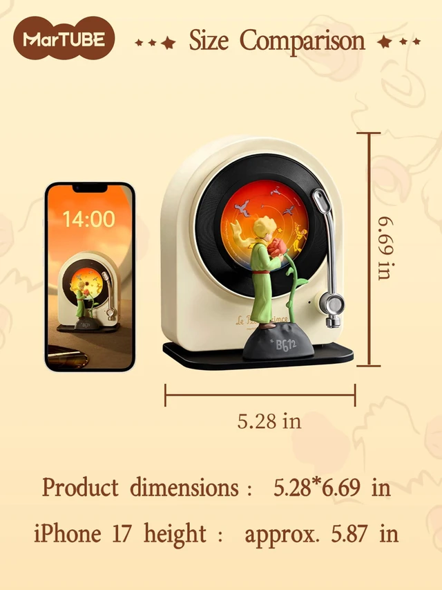 Alt view image 7 of 7 - MARTUBE The Little Prince Retro Record Player Bluetooth Speaker | Officially Licensed Design| Retro Record Player| 2 Interchangeable Discs| Breathing Light| Toggle Switch| BT 5.4| Gift Box