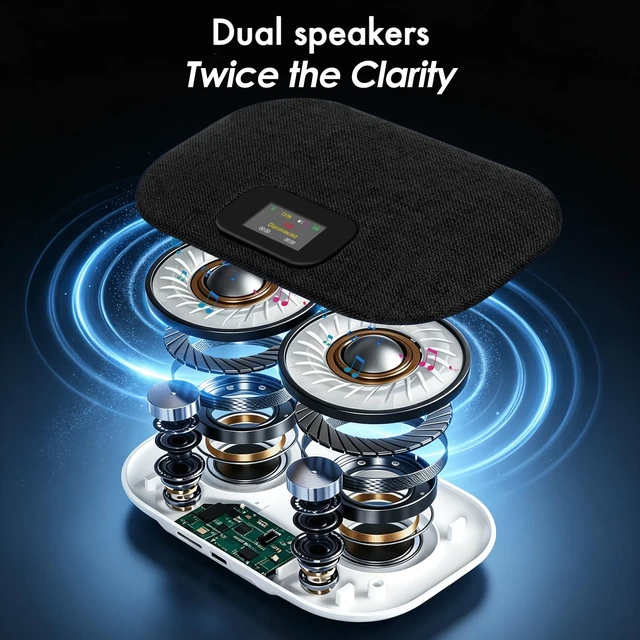 Alt view image 2 of 7 - Under Pillow Speaker for Sleeping with LED Display, Black | Smart LED Display: Time, Lyrics, Battery Status & Volume Level. Built-in 500mAh Battery. 11mm Ultra-Flat. TF Card MP3 Player.