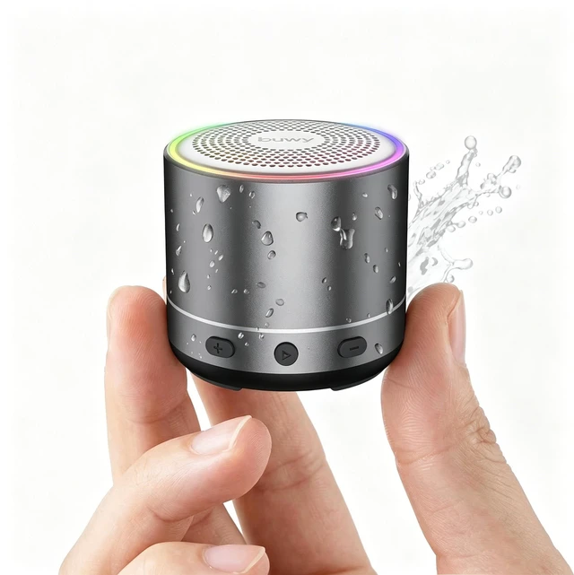Main image of Mini Bluetooth Speaker, 2026 Ultra-Light Mini Bluetooth Speaker, IP7 Waterproof Brief Design, Small Shower Travel Speaker for Outdoor, 8H Playtime, Perfect for Backpacking, Bike, Beach & Gift Gray