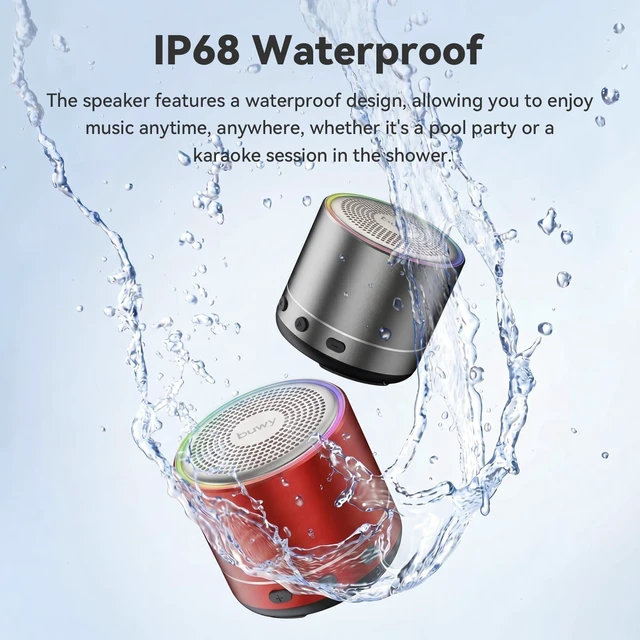 Alt view image 4 of 7 - Mini Bluetooth Speaker, 2026 Ultra-Light Mini Bluetooth Speaker, IP7 Waterproof Brief Design, Small Shower Travel Speaker for Outdoor, 8H Playtime, Perfect for Backpacking, Bike, Beach & Gift Gray