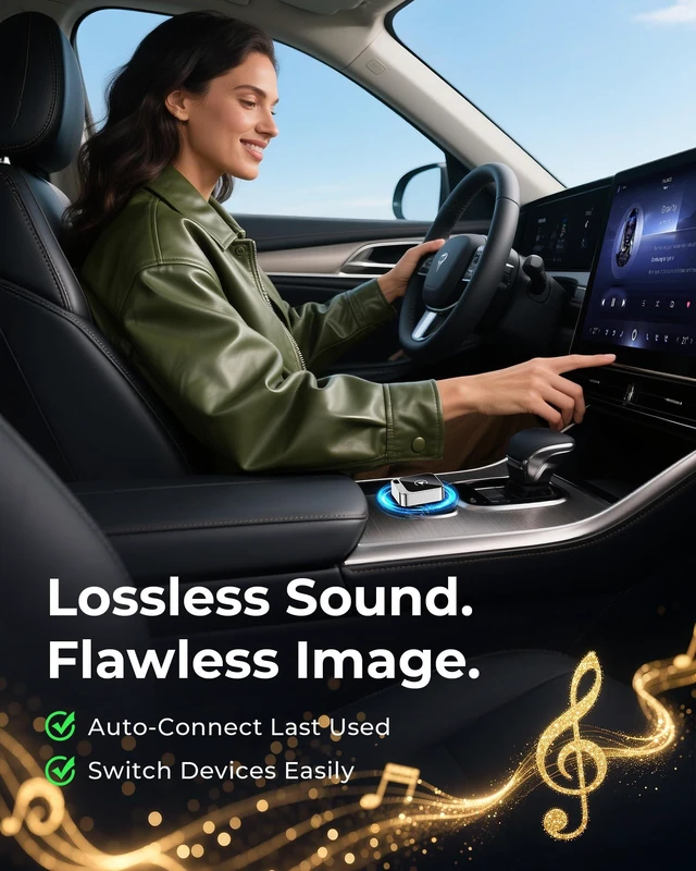 Alt view image 6 of 7 - Jemluse Wireless CarPlay Adapter for Apple, Mini Car Play Dongle for iPhone iOS 10+, Plug & Play for Cars from 2016+ w/USB-C, Works with CarPlay-Enabled Marine Stereo Receivers & Head Units