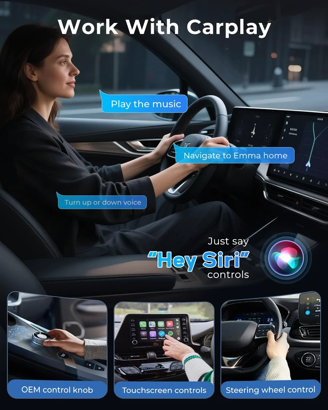Alt view image 5 of 7 - Jemluse Wireless CarPlay Adapter for Apple, Mini Car Play Dongle for iPhone iOS 10+, Plug & Play for Cars from 2016+ w/USB-C, Works with CarPlay-Enabled Marine Stereo Receivers & Head Units