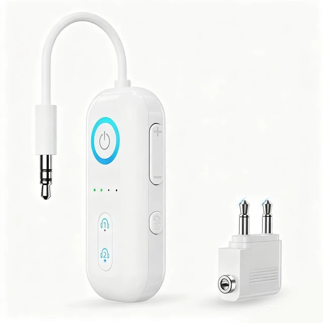 Main image of Bluetooth Transmitter Receiver - Dual Pairing Wireless Audio Adapter | Airplane Gadgets Travel Essentials,for 2 AirPods/Headphones,20H+ Battery,aptX Low Latency, 3.5mm AUX/RCA Jack for Car/TV/Home