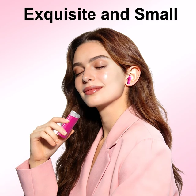 Alt view image 2 of 6 - Samildanach Lipstick Wireless Earbuds, Bluetooth 5.3 with Noise Reduction, Comfortable Semi-in-Ear Design, Type-C Fast Charging (Pink)