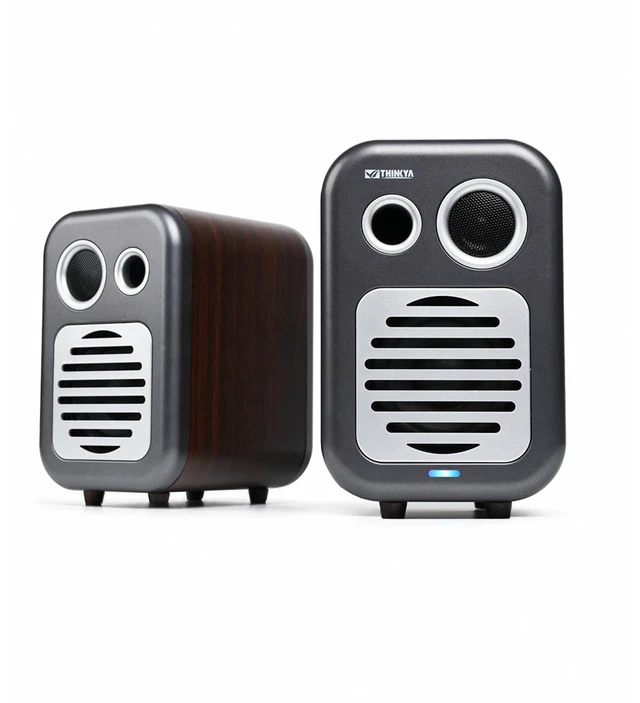 Main image of 36W Powered Bookshelf Speakers with Bluetooth, Solid Wood | 3-Inch Midwoofers / Silk Dome Tweeters / Optical, USB, RCA & Coaxial Inputs / Bass & Treble Control / Subwoofer Out