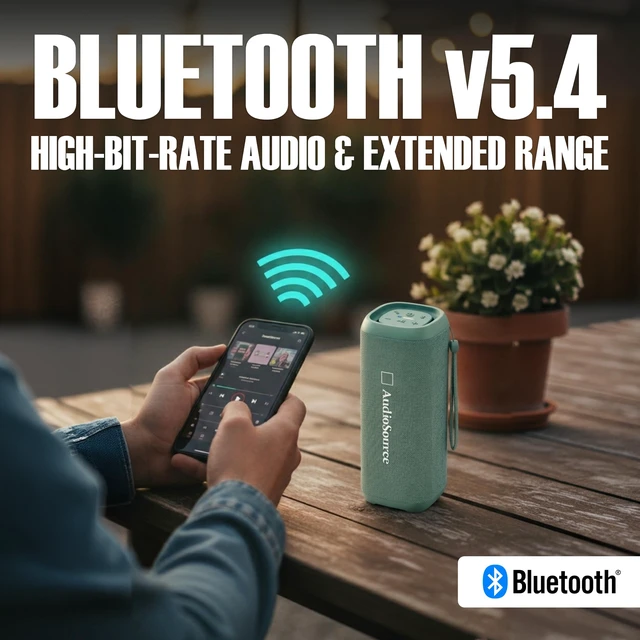 Alt view image 2 of 7 - Audiosource Waterproof Portable Bluetooth Speaker w/ Dual Passive Radiators | 30Watts|Dual Passive Radiators for Deep Bass|Bluetooth v5.4|Auracast Multi-Speaker Pairing|IP67 Waterproof|12H+ Battery