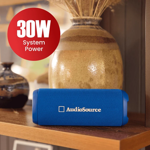 Alt view image 2 of 7 - Audiosource Waterproof Portable Bluetooth Speaker w/ Dual Passive Radiators | 30Watts|Dual Passive Radiators for Deep Bass|Bluetooth v5.4|Auracast Multi-Speaker Pairing|IP67 Waterproof|12H+ Battery