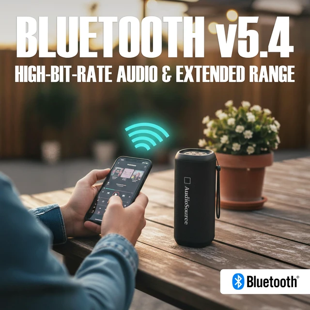 Alt view image 3 of 7 - Audiosource Waterproof Portable Bluetooth Speaker w/ Dual Passive Radiators | 30Watts|Dual Passive Radiators for Deep Bass|Bluetooth v5.4|Auracast Multi-Speaker Pairing|IP67 Waterproof|12H+ Battery