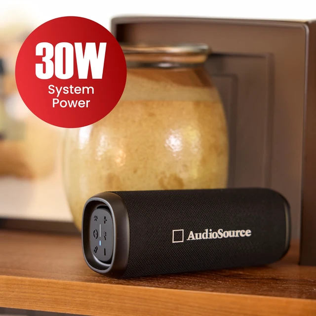 Alt view image 2 of 7 - Audiosource Waterproof Portable Bluetooth Speaker w/ Dual Passive Radiators | 30Watts|Dual Passive Radiators for Deep Bass|Bluetooth v5.4|Auracast Multi-Speaker Pairing|IP67 Waterproof|12H+ Battery