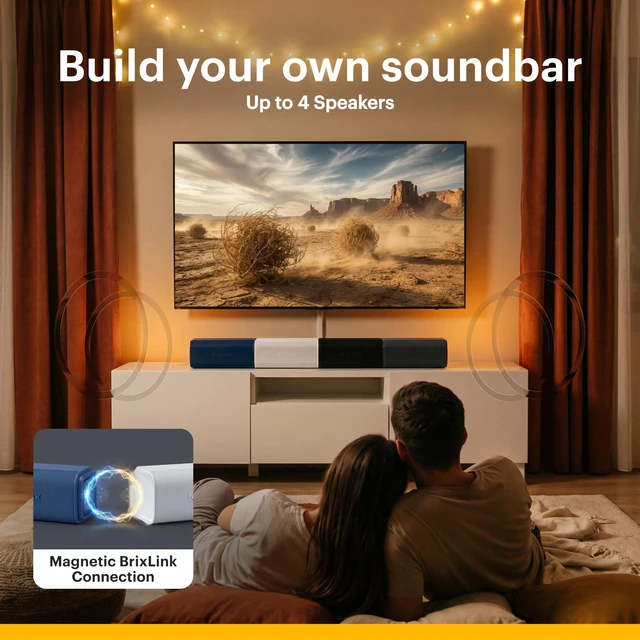 Alt view image 4 of 7 - KODAK SOUNDBRIX Plus 2 in 1 Splittable Magnetic Dual Portable Wireless Bluetooth Speaker Stackable Mono-to-Stereo Sound 8H Playtime IPX4 Splash Resistant Soundbar for Home Outdoor Travel Blasting Blue