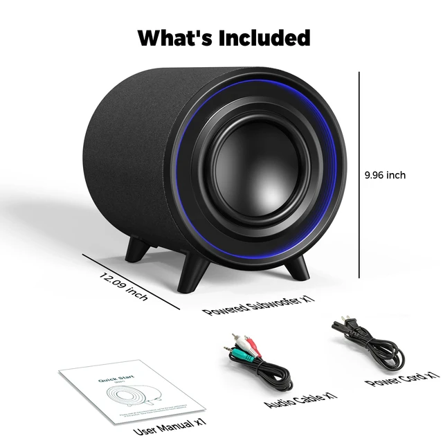 Alt view image 7 of 7 - LITTOAK Powered Subwoofer, 100W Peak Sub with DSP, 6.5 Subs with Infinity Mirror - 3D Tunnel Light, 6 LED Home Theater Subwoofers, 40Hz-250Hz, Class-D Amp, Low Pass dial, Phase Switch
