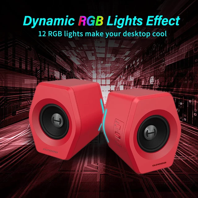 Alt view image 6 of 7 - Edifier G2000 32W PC Computer Speakers for Gaming Desktop PC Laptop Mac Computer Woofer Speakers Bluetooth USB 3.5mm AUX Inputs RGB Lights Multimedia Speakers Red