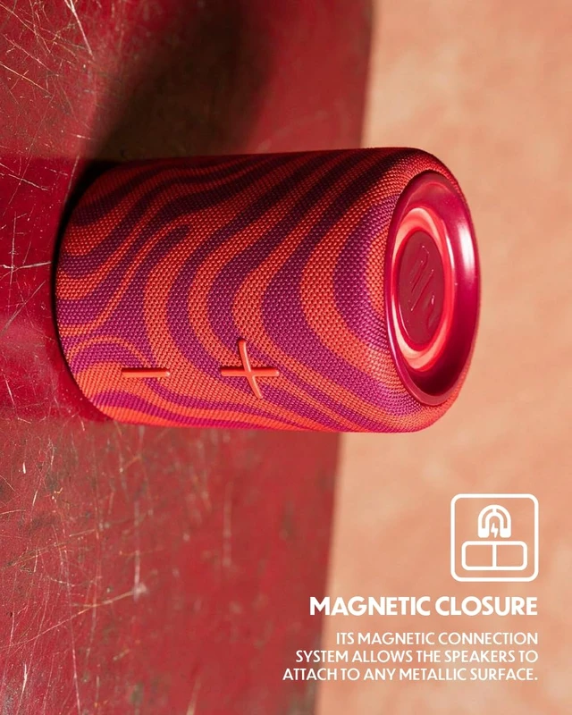 Alt view image 3 of 7 - Stromberg Mega-Twin 2-in-1 Portable Bluetooth Speaker, 20W, 11-Hour Playtime, Magnetic, Lights, Stereo Sound, Lava
