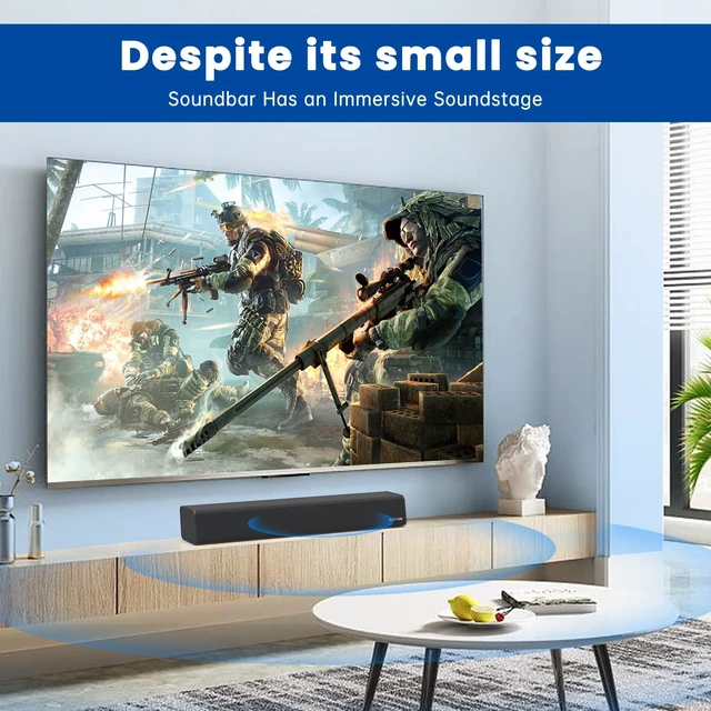Alt view image 6 of 7 - BESTISAN Sound Bars for TV, PC, Gaming, Monitor, 50 Watts Sound Bar with Bluetooth 5.0/HDMI ARC/Optical/Sub Out/AUX/USB Connections, 3 Audio Modes, Bass Adjustable, 16 Inch, Wall Mountable (Black)