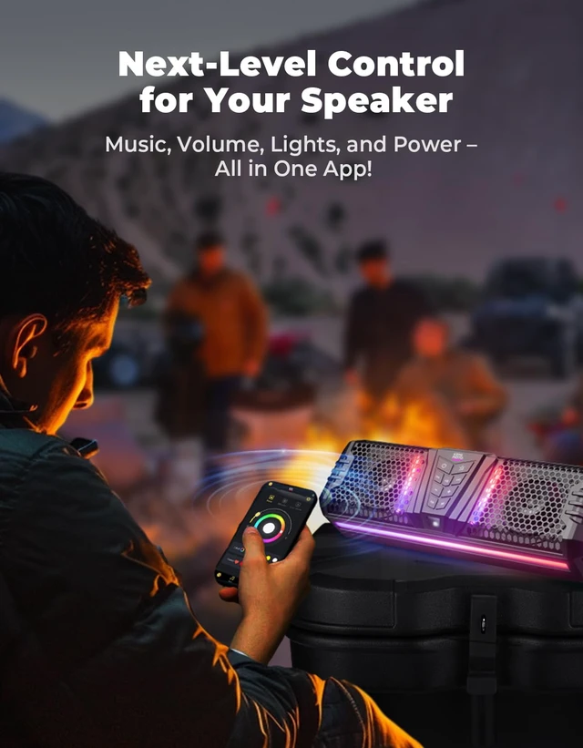 Alt view image 3 of 7 - 2025 Midnight 40 16-inch UTV Sound Bar, IP65 Water-Resistant | Golf Cart Sound Bar, ATV Speaker Wireless with RGB, SxS Soundbar Compatible with Polaris RZR Can-Am, Fits/ 1-2 in Roll Bar