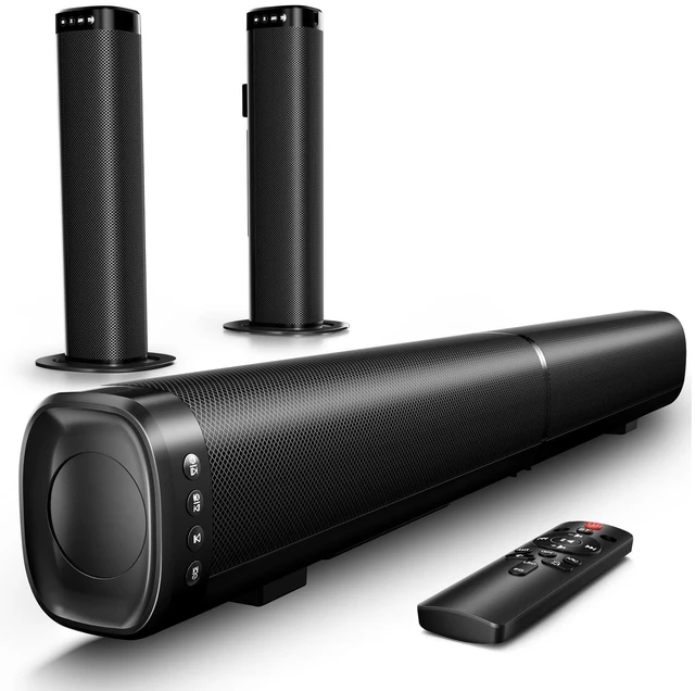 Main image of TOVZAIX Sound Bar, 100W Sound Bar for Smart TV with Bluetooth 5.3/ARC/Opt/AUX, 2-in-1 Detachable Home Soundbar, 3 Equalizer Modes, Surround Sound & Bass Effect, TV Speaker for TV/PC/Gaming/Projectors