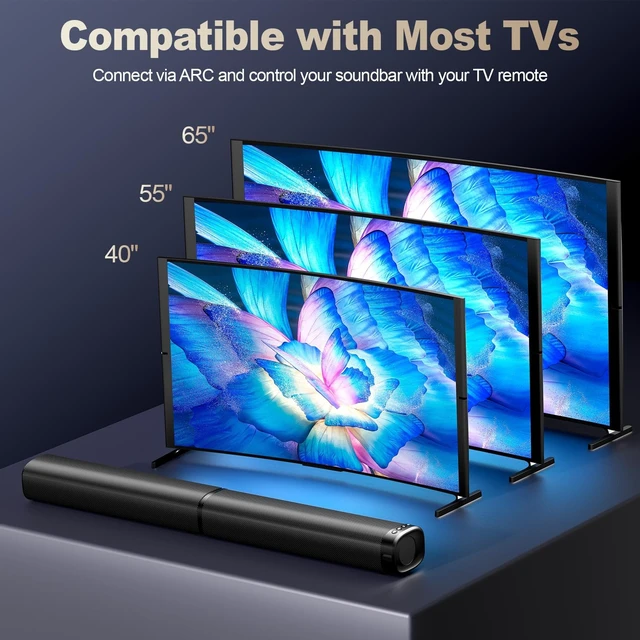 Alt view image 6 of 7 - TOVZAIX Sound Bar, 100W Sound Bar for Smart TV with Bluetooth 5.3/ARC/Opt/AUX, 2-in-1 Detachable Home Soundbar, 3 Equalizer Modes, Surround Sound & Bass Effect, TV Speaker for TV/PC/Gaming/Projectors