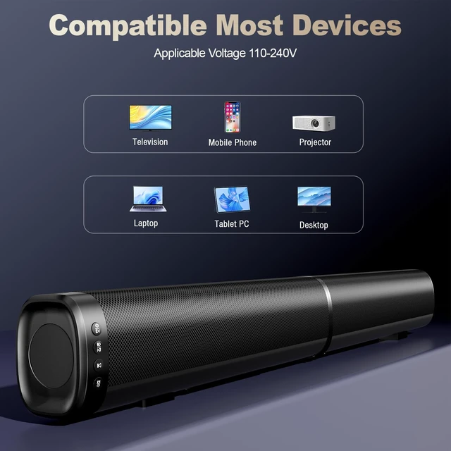 Alt view image 7 of 7 - TOVZAIX Sound Bar, 100W Sound Bar for Smart TV with Bluetooth 5.3/ARC/Opt/AUX, 2-in-1 Detachable Home Soundbar, 3 Equalizer Modes, Surround Sound & Bass Effect, TV Speaker for TV/PC/Gaming/Projectors