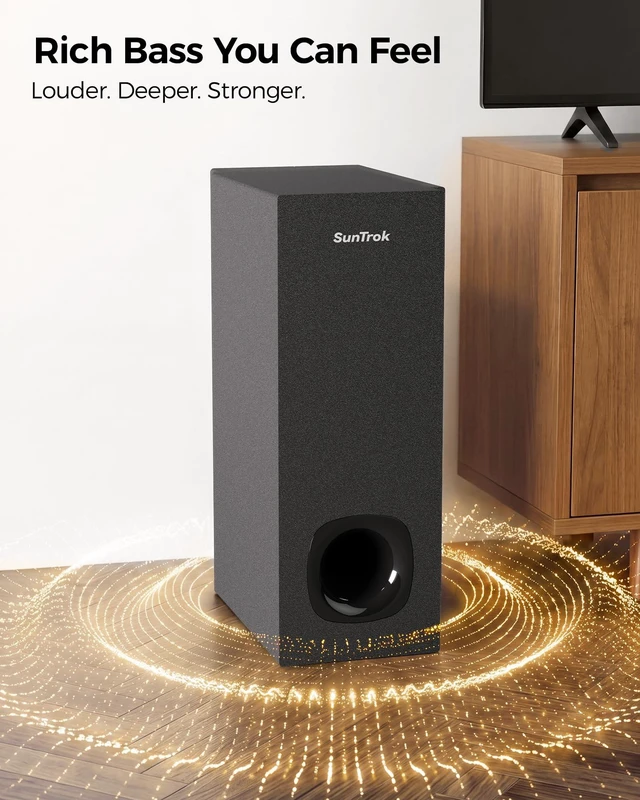 Alt view image 4 of 7 - SunTrok Karaoke Soundbar with Subwoofer for TV and 2 Wireless Microphones | 2.1CH Surround Sound System, TV Soundbar Speaker with Microphones, Home Theater, Bluetooth 5.3, HDMI ARC, Optical, AUX