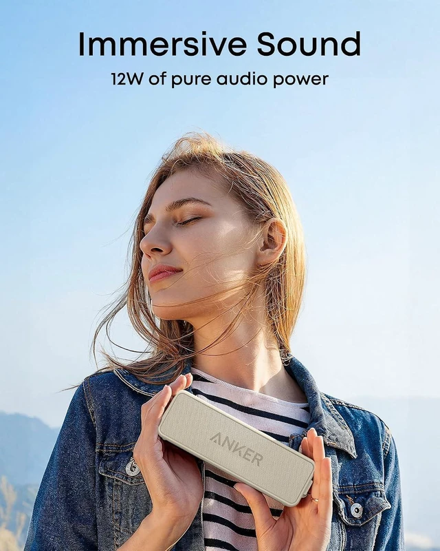 Alt view image 3 of 6 - Soundcore Anker 2 Portable Bluetooth Speaker, 24-Hour Playtime, IPX7 | 12W Stereo Sound, Wireless Stereo Pairing, Bluetooth 6, Bassup, Wireless Speaker for Home, Shower, Outdoors, Travel, Camping