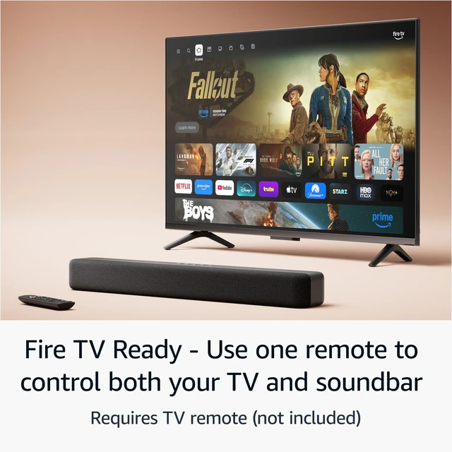 Alt view image 3 of 6 - Amazon Fire TV Soundbar, 2.0 speaker with DTS Virtual:X and Dolby Audio, Bluetooth connectivity