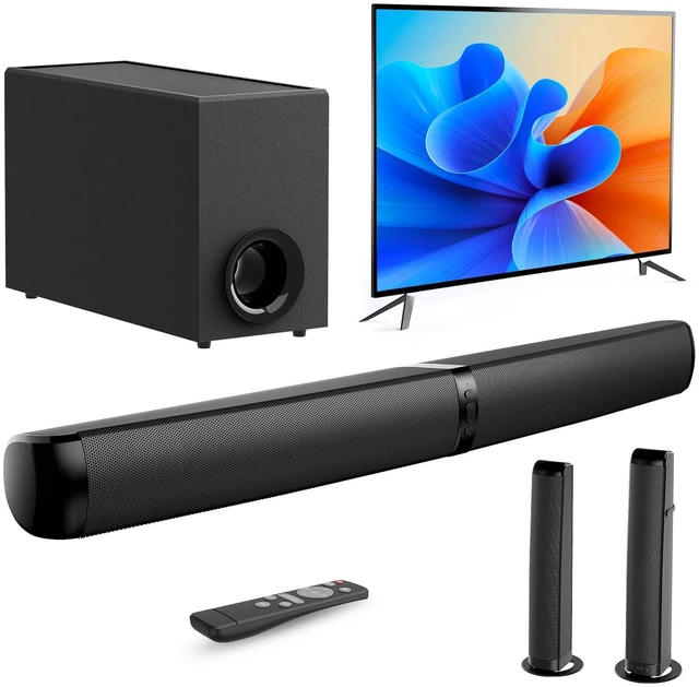Main image of MZEIBO Sound Bar with Subwoofer, 120W Peak 2.1 CH Detachable Soundbar for TV, 2-in-1 Home Theater Audio System with DSP, Bluetooth 5.3, HDMI ARC, Optical & AUX for Movies, Music & Gaming