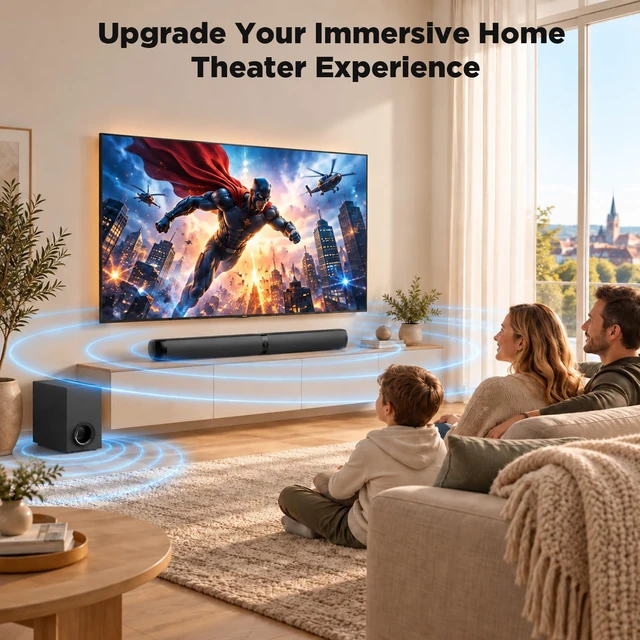 Alt view image 5 of 7 - MZEIBO Sound Bar with Subwoofer, 120W Peak 2.1 CH Detachable Soundbar for TV, 2-in-1 Home Theater Audio System with DSP, Bluetooth 5.3, HDMI ARC, Optical & AUX for Movies, Music & Gaming