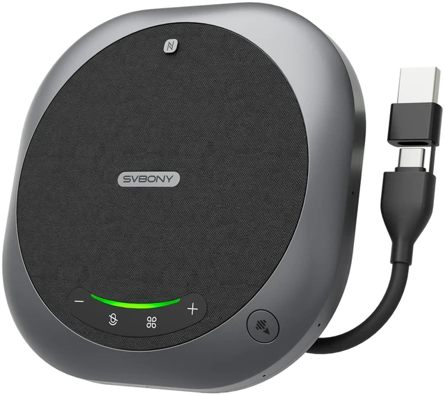 Main image of Omni2P Conference Speaker compatible with Zoom 6Mics for 15-20 Participants | Dual 5W Loudspeaker, 3A Noise-Canceling, with Type-c and Dongle BT 5.3, plug and play, 360° Voice Pickup distance 13-20 ft