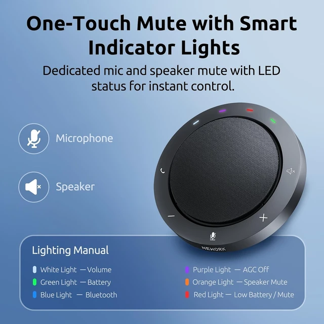 Alt view image 6 of 7 - Conference Speakerphone - 2 AI Noise Reduction Mics, 360° Voice Pickup | AI Noise Reduction, Bluetooth & USB-C/A Connection, 10-14H Playtime, Compatible with Zoom/Teams/Skype/Meet, Home & Office