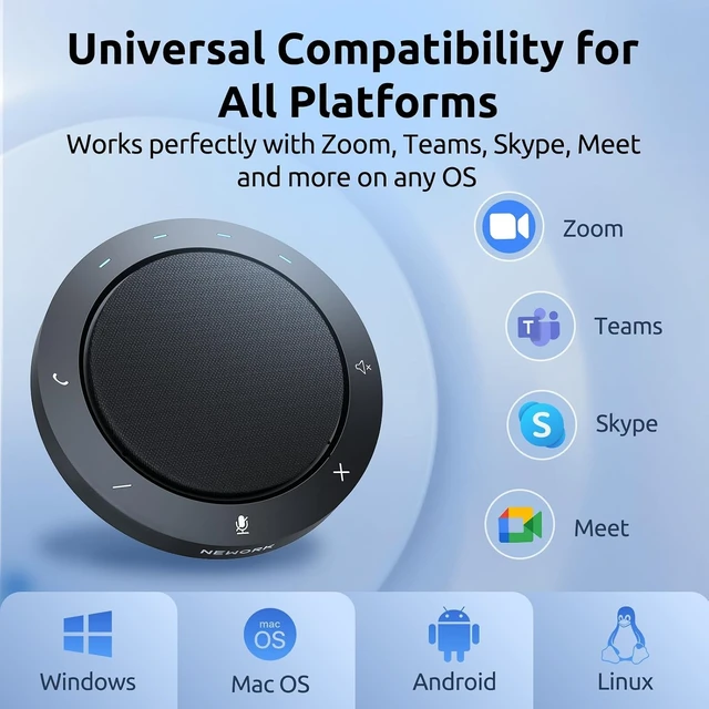 Alt view image 7 of 7 - Conference Speakerphone - 2 AI Noise Reduction Mics, 360° Voice Pickup | AI Noise Reduction, Bluetooth & USB-C/A Connection, 10-14H Playtime, Compatible with Zoom/Teams/Skype/Meet, Home & Office