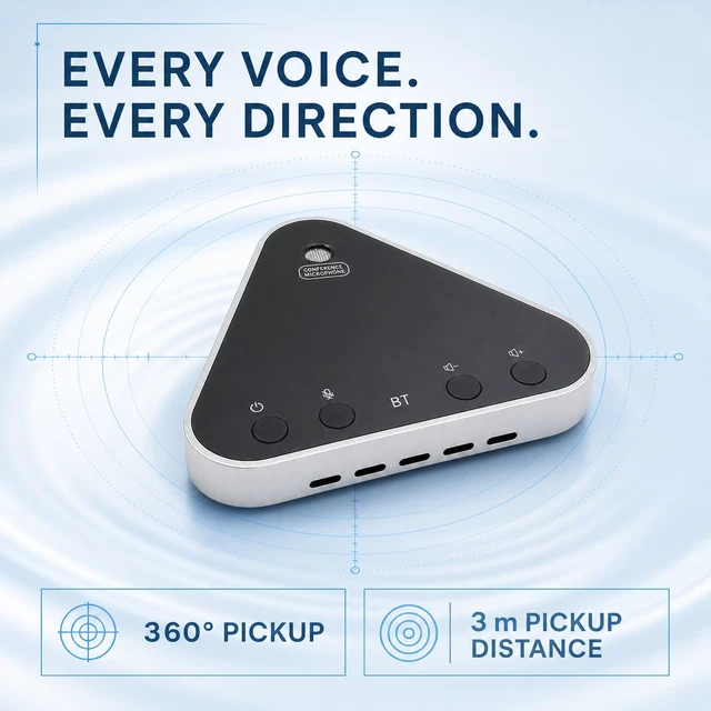 Alt view image 2 of 6 - AiooTisu Bluetooth Conference Speaker and Microphone, Bluetooth Speakerphone for Small Meeting RoomWireless Conference Speaker 360°Voice Pick up with Noise Cancellation Mics for Computer/Laptop