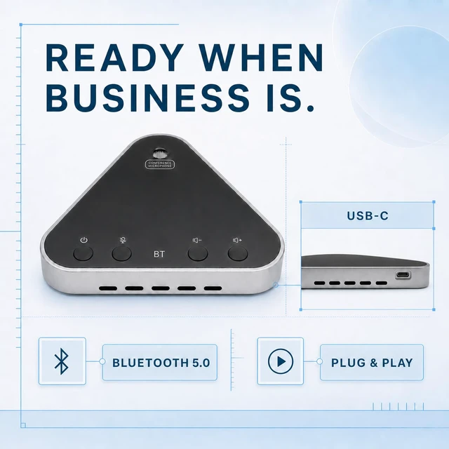 Alt view image 4 of 6 - AiooTisu Bluetooth Conference Speaker and Microphone, Bluetooth Speakerphone for Small Meeting RoomWireless Conference Speaker 360°Voice Pick up with Noise Cancellation Mics for Computer/Laptop