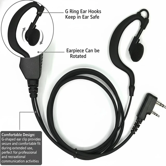 Alt view image 2 of 7 - 10pcs Walkie Talkie Earpieces for Baofeng with Volume Roller | UV-5R BF-F8HP BF-888S Retevis H-777 RT22 RT21 RT27 H-777S Arcshell