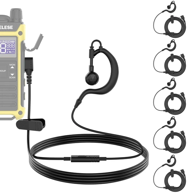 Main image of KETELESE TypeC Earpiece, USB C Headset for T3 T4 Walkie Talkie | G-Shap, in ear, 6 Pack,Black