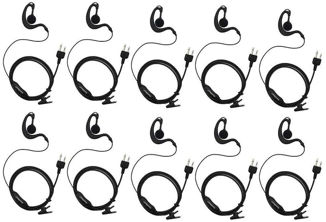Main image of GoodQbuy 10Pcs G Shape Clip-Ear Walkie Talkie Headset Earpiece with Mic is Compatible with Midland LXT118 GXT1000VP4 LXT500VP3 LXT600VP3 LXT380 2-pin