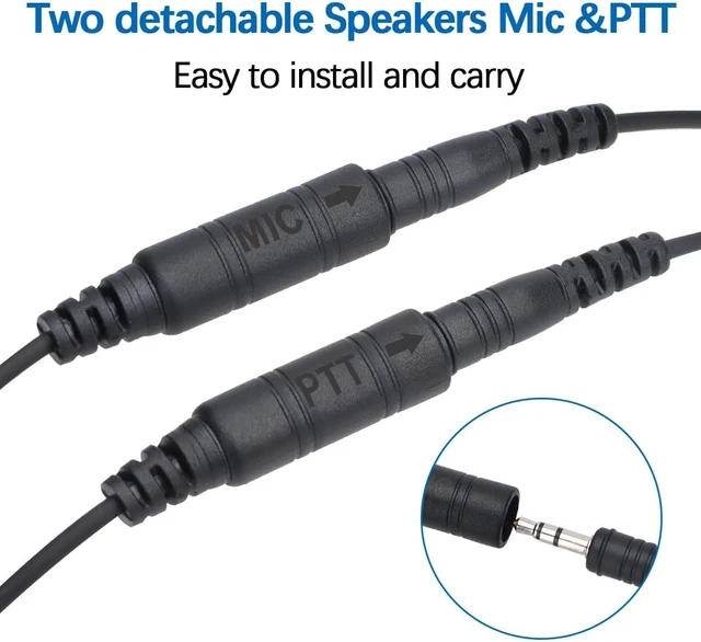 Alt view image 5 of 7 - BAOFENG 2PCS Rugged Radio Helmet Headset with Mic Microphone 2 PIN PTT BF-F8HP Pro UV-5R Mini AR-5RM UV-21R UV32 DM32 Two Way Radio Walkie Talkies
